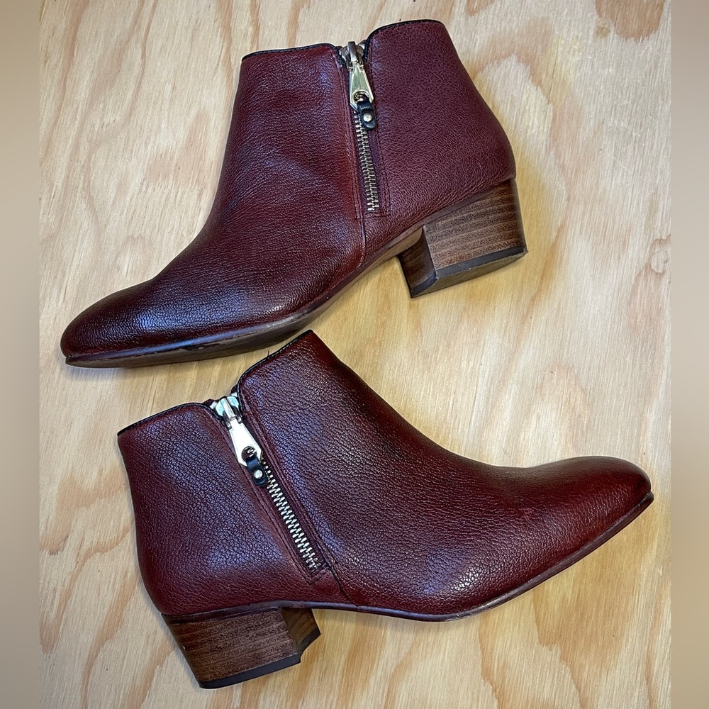 👢🍷 REBECCA MINKOFF Burgundy MACRI Ankle Boots Zip SIZE 6.5M Pebbled Leather